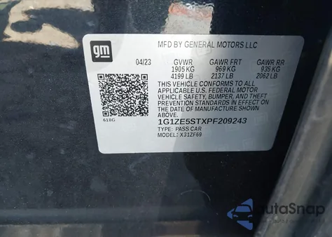 2023 Chevrolet Malibu Fwd 2Lt from USA, damaged, VIN 1G1ZE5STXPF209243